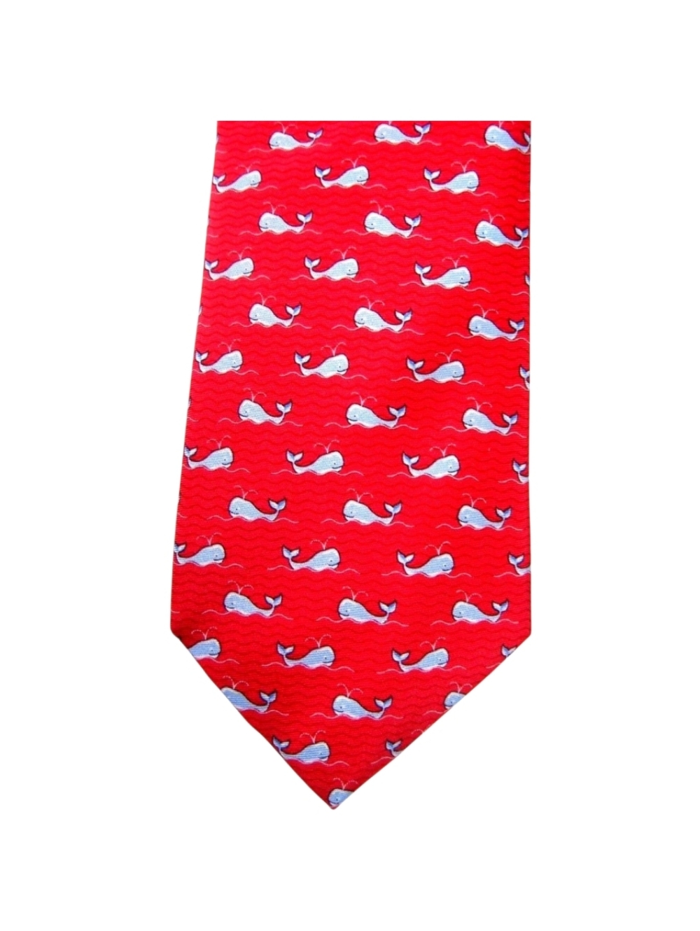 Tommy Hilfiger Red & Blue Preppy Whale Silk Tie ~ Nautical- Cape Cod - Beach